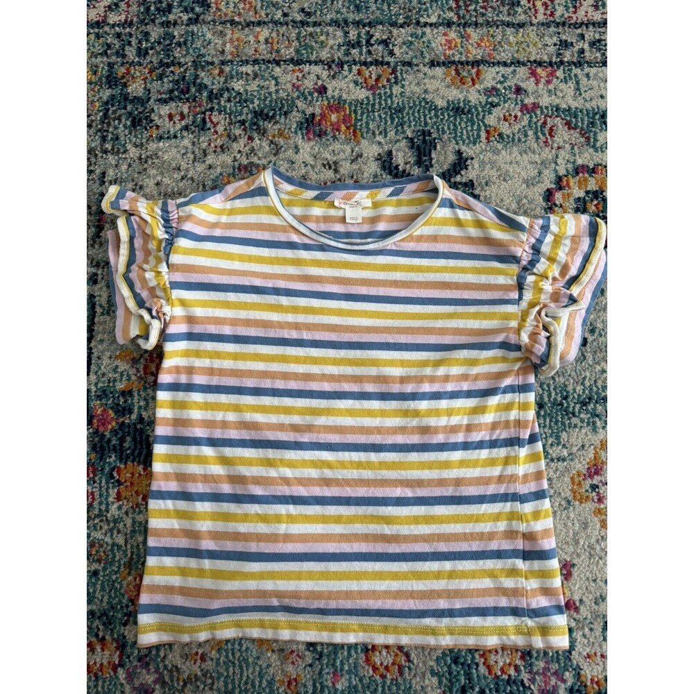 Crewcuts Colorful Striped‎ Flutter Sleeve Blouse Size Medium